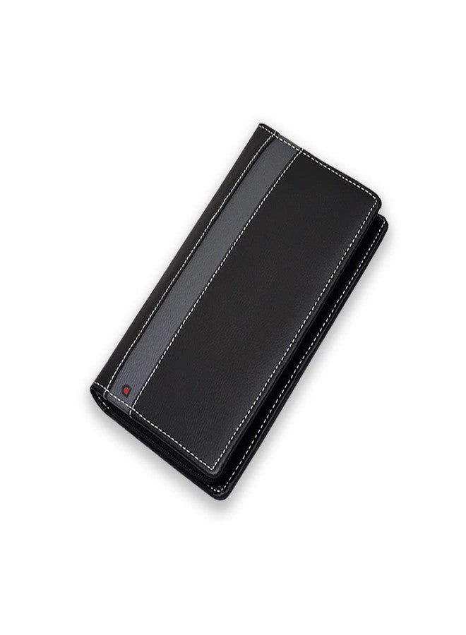 COI Cheque Book Holder Organizer/File for Documents/Stationary Items/File Cover/Black with Grey Stripe - Image 1